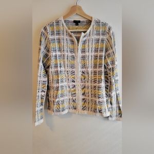 Ann Taylor Factory Rainbow Stripe/plaid Cardigan